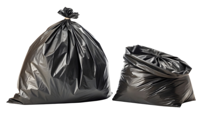 Set of plastic trash bags isolated on a white or transparent background.