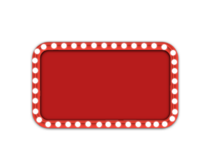 Red neon billboard with light  isolated on transparent background