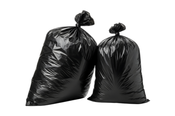 Set of plastic trash bags isolated on a white or transparent background.