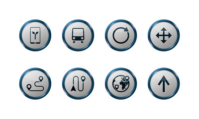3D GPS and Map Navigation Buttons Collection