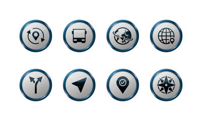 3D GPS and Map Navigation Buttons Collection