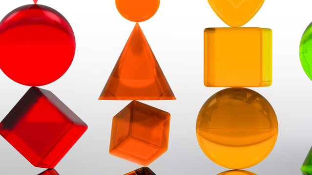 Colorful Geometric Shapes on White Background. 