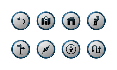 3D GPS and Map Navigation Buttons Collection