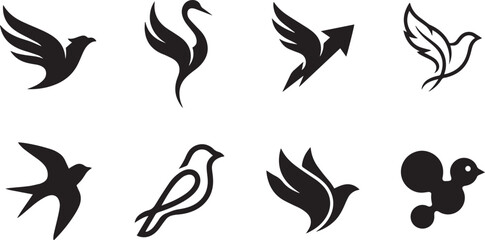 Collection of bird silhouette vector logos featuring minimalist designs perfect for brands seeking natural and recognizable avian emblem
