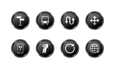 Glossy Black Navigation Icon Set for UI UX Design