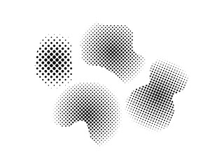 Abstract dotted halftone geometric shapes dots gradient and pop art texture. Dot spray gradation set