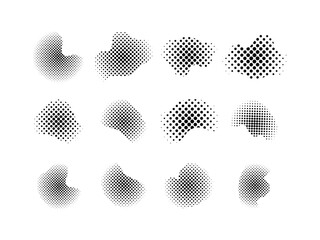Big set of halftone dotted gradient geometric shapes for versatile design elements modern user interfaces posters banners presentations branding and creative visual communication assets