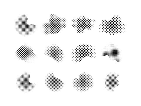 Big set of halftone dotted gradient geometric shapes for versatile design elements modern user interfaces posters banners presentations branding and creative visual communication assets