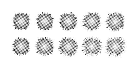 Halftone effect with grunge y2k shapes featuring dotted halftone retro style elements for bold contemporary graphic design layouts posters and digital branding visuals