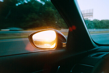 Sunset in the side view