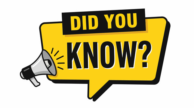 Did You Know? Bold yellow speech bubble with megaphone banner for quick facts, trivia, and tips