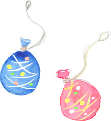 ヨーヨー風船の水彩イラスト　ベクター