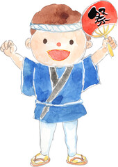 法被姿の子どものイラスト　ベクター