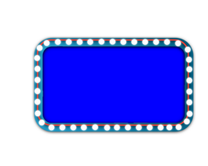 Blue neon billboard symbol isolated on transparent background