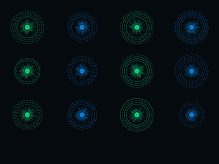 12 Biometric Iris Scan and Digital Retina Identity Icons - Cyber Security Vector Set