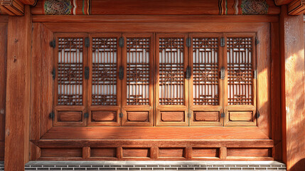 Captivating wooden window showcasing intricate traditional designs, exuding cultural charm