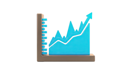 3D Upward Trend Graph with Arrow