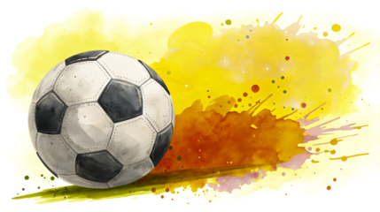 Soccer ball with german flag color splash isolated on a white or transparent background.
