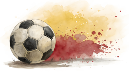 Soccer ball with german flag color splash isolated on a white or transparent background.
