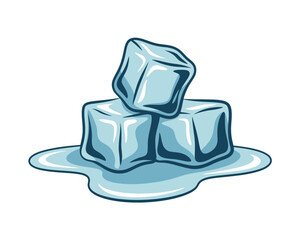 Melting ice cubes on white background