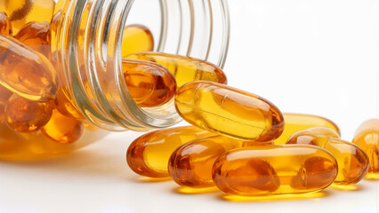 Spilled Yellow Vitamin Softgel Capsules