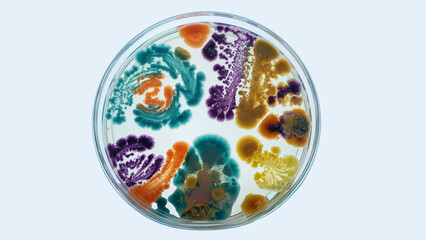 Bacteria Culture in Glass Petri Dish Top View