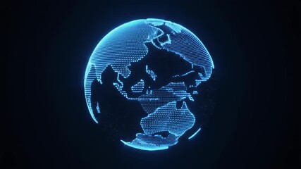 Abstract Digital Earth Globe Glowing blue network lines and dots representing global data, communication, and technology in an interconnected world with a futuristic aesthetic - Powered by Adobe