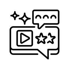 Video Testimonial Line Icon, Outline Symbol for Multimedia Review, Motion Feedback, Visual Endorsement, Recorded Story, and Digital Promotion. Vector Sign Icon.