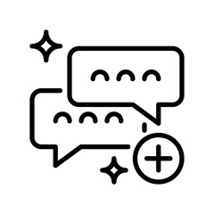 Add Review Line Icon, Outline Symbol for Submission Entry, Review Creation, Feedback Addition, Comment Posting, and New Evaluation. Vector Sign Icon.