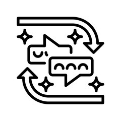 Feedback Loop Line Icon, Outline Symbol for Continuous Improvement, Iterative Process, Circular Communication, Quality Lifecycle, and System Optimization. Vector Sign Icon.