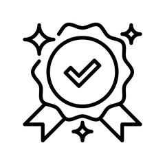 Quality Mark Line Icon, Outline Symbol for Standard Certification, Excellence Badge, Guarantee Seal, Premium Approval, and Authenticity Verification. Vector Sign Icon.
