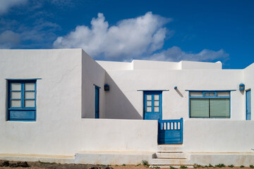 Typical blue and white buildings, Graciosa