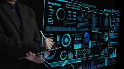 Modern business analytics shown through a digital interface that displays data visualization and insights, ideal for professionals seeking innovative solutions. Cipher - Powered by Adobe
