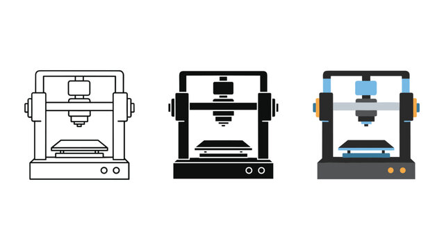 Different styles of 3d printer illustration