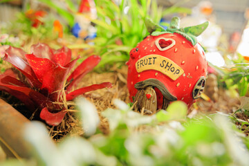 Strawberry Fairy House Garden Ornament with Solar Light