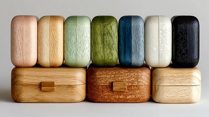 Collection of Wooden Boxes and Clutches in Various Colors photo (154