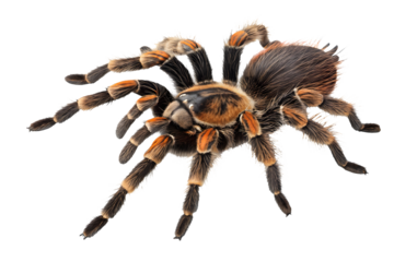 A tarantula spider isolated on a white or transparent background.