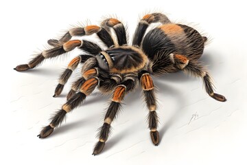 A tarantula spider isolated on a white or transparent background.