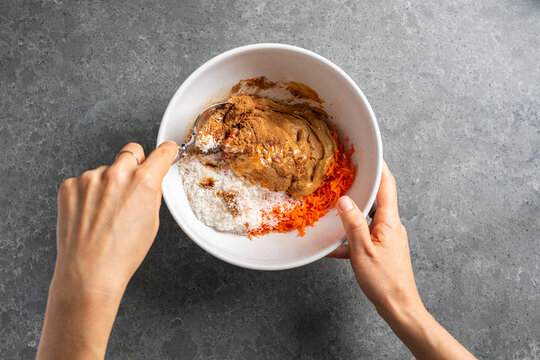 Making raw organic carrot cake balls