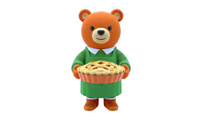 Cartoon Bear Holding a Pie
