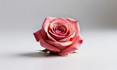 Single rose placed neatly on white background modern valentine symbolism  Generative AI