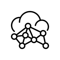 Big Data Cloud Line Icon, Outline Symbol for Cloud Computing, Remote Storage, Server Infrastructure, Digital Scalability, and Online Processing. Vector Sign Icon.