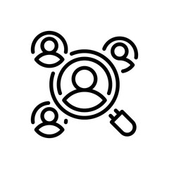 User Demographic Line Icon, Outline Symbol for Audience Profiling, Market Segmentation, Target Analysis, Population Statistics, and Customer Grouping. Vector Sign Icon.
