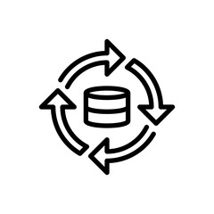 Data Flow Line Icon, Outline Symbol for Stream Direction, Process Movement, Information Transfer, Pipeline Sequence, and Dynamic Connection. Vector Sign Icon.
