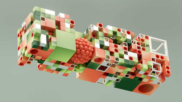 Floating Green and Coral Modular Block