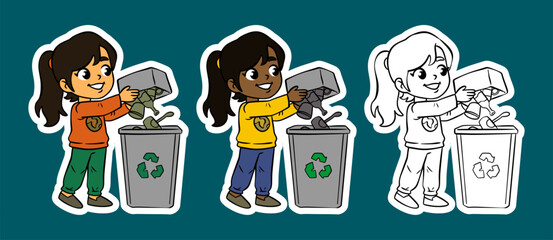 Young Girls Actively Recycling Waste