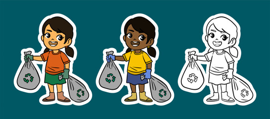 Happy Children Promoting Recycling and Sustainability