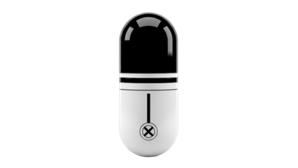 Black and White Pill Capsule with X Symbol