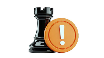 Black Chess Rook and Exclamation Mark Icon