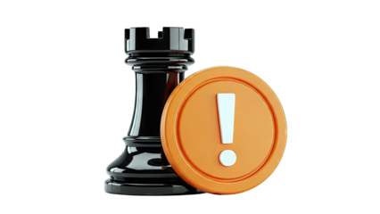 Black Chess Rook and Exclamation Mark Icon